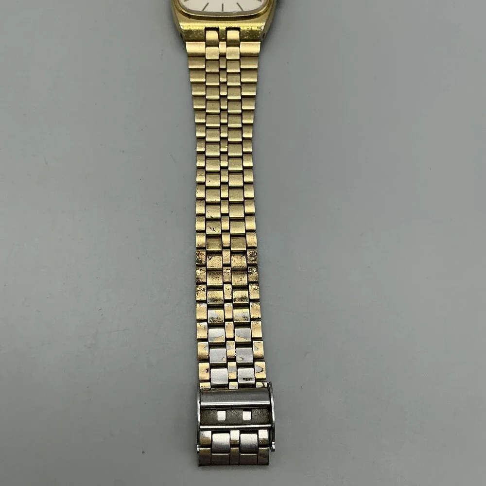 Vintage Seiko Mens Watch 31mm Gold Tone Day Date 7813-5009 New Battery